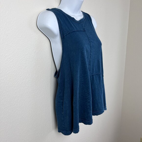 Anthroplogie Pilcro Twist-Back Tank Top Womens S Blue Relaxed Fit Patchwork NEW - Picture 4 of 16